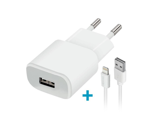 FOREVER 1xUSB 2A TC-01 + kabel Lightning biala - 1390277 - zdjęcie